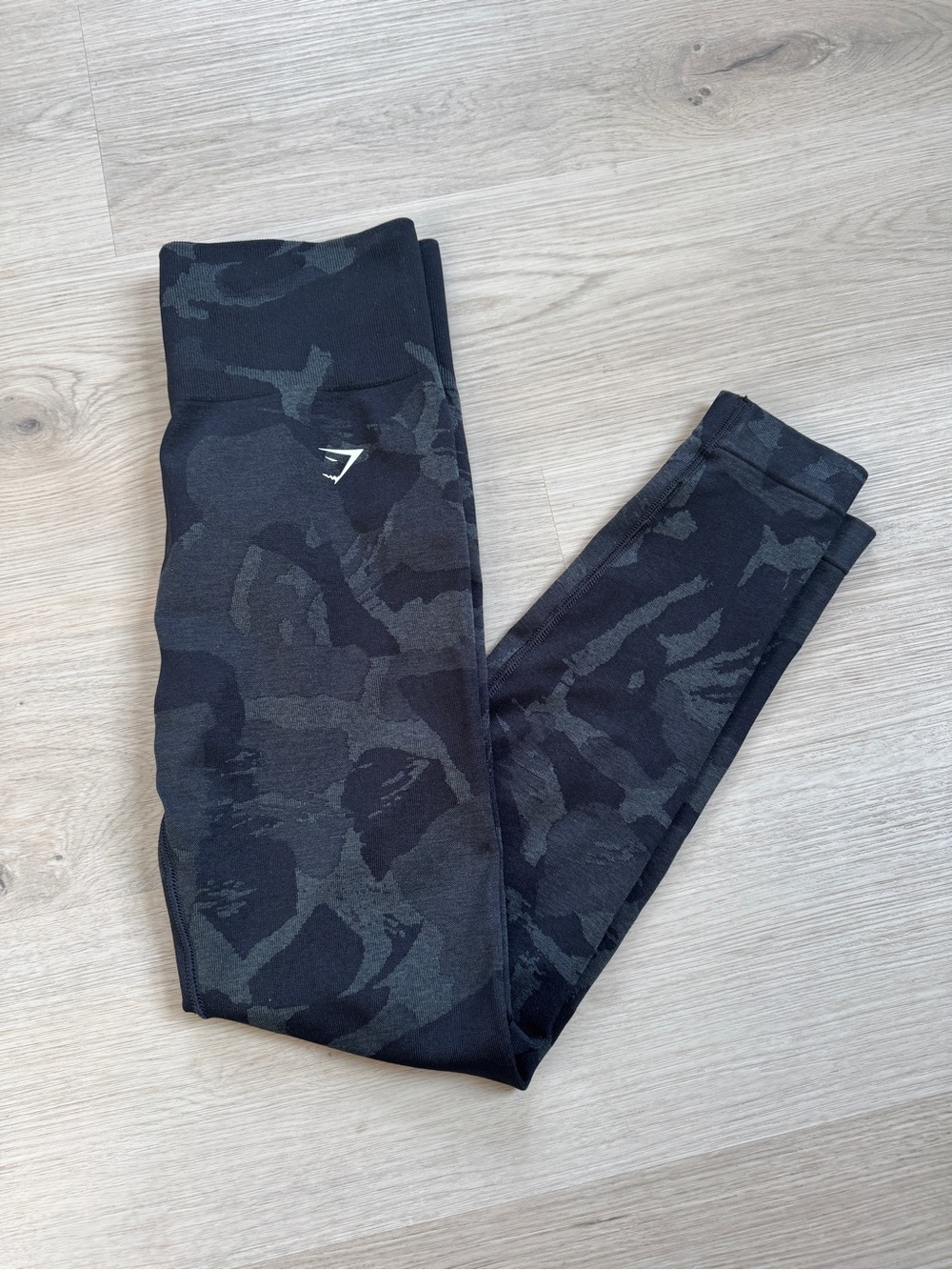 Gymshark Black & Charcoal Camo Leggings Cozy & Casual Yoga Pants